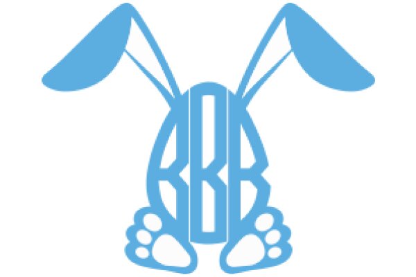 Stylized Blue Bunny Logo with Paw Prints