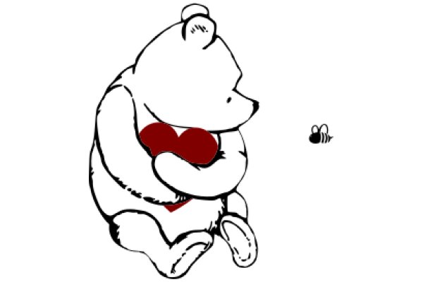 A Heartwarming Moment: A Cartoon Bear with a Heart