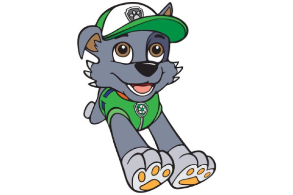 Adorable Cartoon Wolf in a Green Uniform