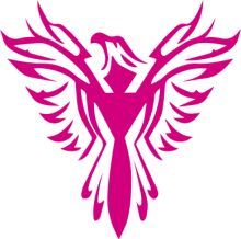 Stylized Pink Eagle Logo on White Background