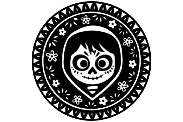 Stylized Portrait of a Skull with Floral Decorations