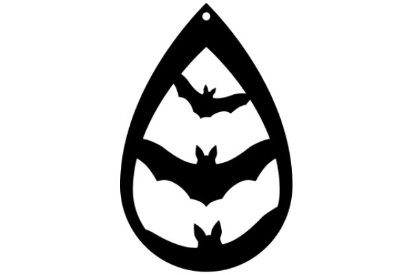 Stylized Bat Silhouette with Three Flying Bats