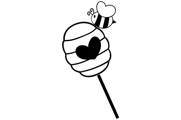 A Playful Scene: A Heart-Shaped Candy and a Bee