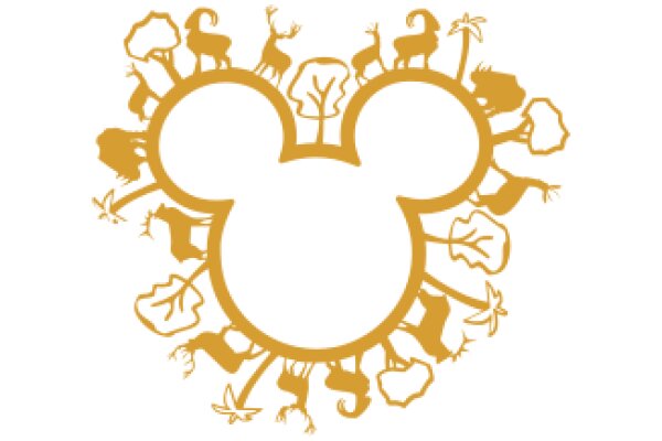 Whimsical Disney-Inspired Logo: A Circular Design with Iconic Characters and Nature Elements