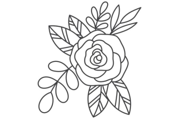 Stylized Floral Design: A Line Art