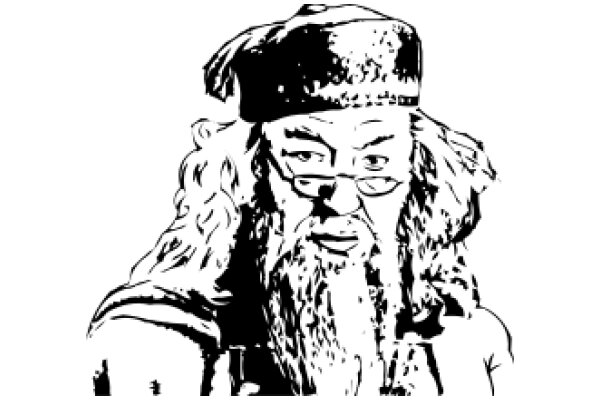 A Monochrome Portrait of a Bearded Man in a Hat, Wearing Glasses