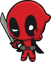 Vibrant Red Cartoon Character with a Sword, Ready for Adventure!