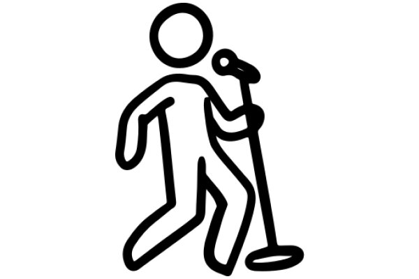 A Line Drawing of a Person Holding a Microphone