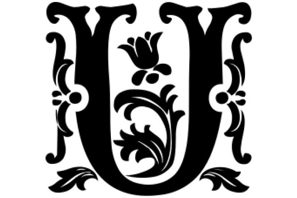 Stylized Letter 'U' with a Flower Design