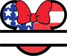 A Playful American Flag with a Red Bow and a Mickey Mouse Ear