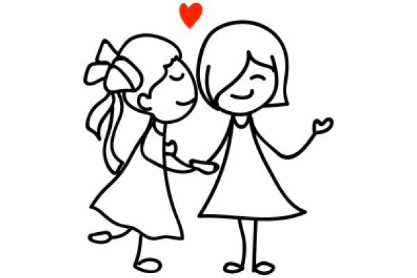 A Heartwarming Moment: A Cartoon Illustration of Two Girls Sharing a Hug