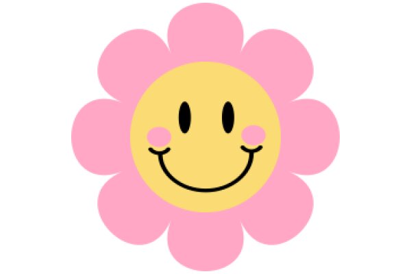 Emotional Flower: A Smiling Pink Flower with a Yellow Center