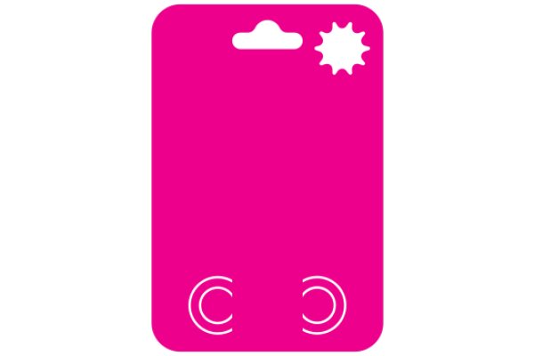 Vibrant Pink Label with a White Circle and a White Flower Symbol