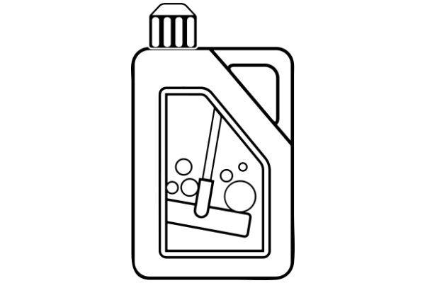 A Simple Illustration of a Bottle with a Brush and Bubbles