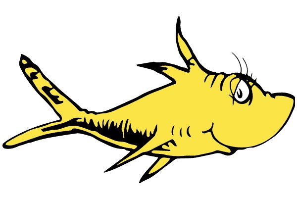 A Yellow Cartoon Shark with a Smile