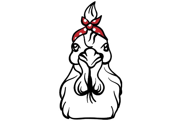 A Whimsical Illustration of a Rooster with a Bow