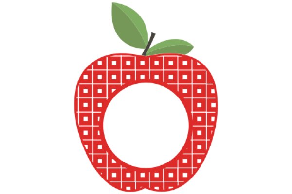 Vibrant Red Apple with a Green Leaf, Illustrated in a Stylized Manner