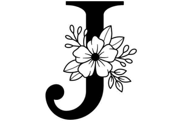 Stylized Letter J with Flower Decoration