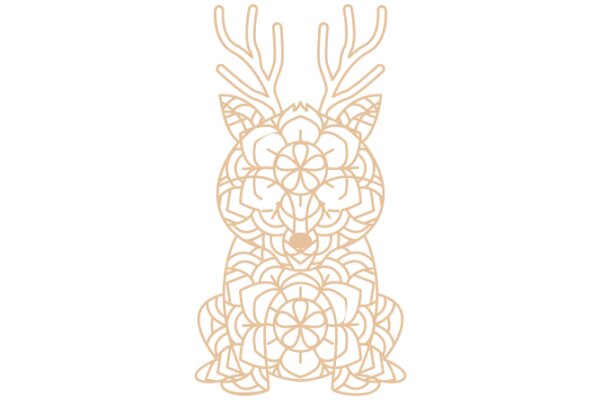 Stylized Floral Pattern with a Deer Silhouette