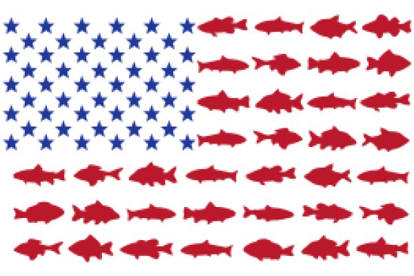 United States Flag with Fish Replacing Stars