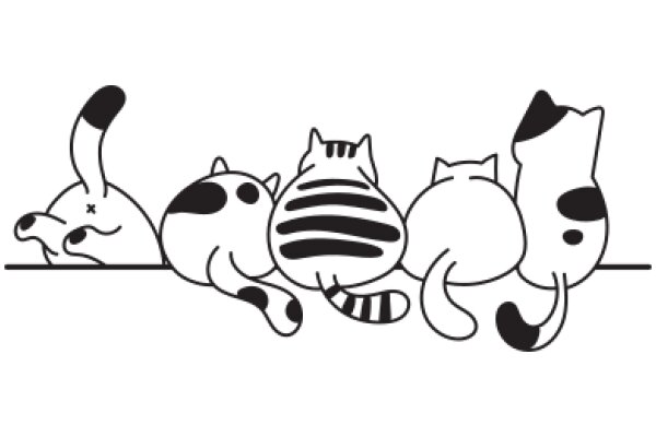 A Whimsical Lineup of Cartoon Cats and Dogs