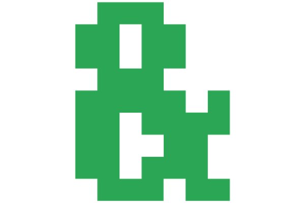 Digital Art: A Pixelated Green 'H' on a White Background