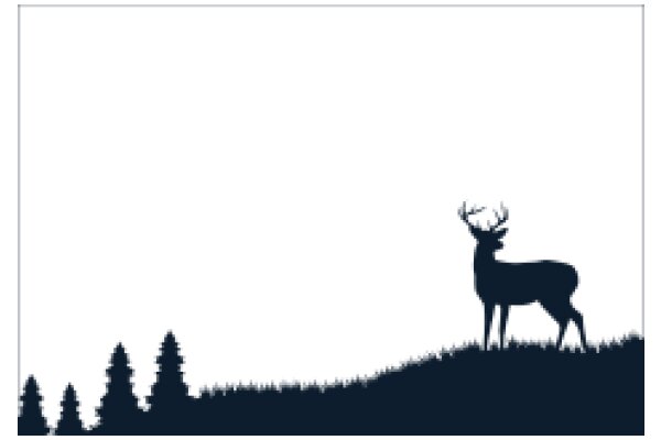 Silhouette of a Deer on a Hillside with Trees and a Sky Background