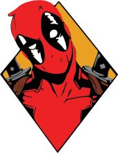 Vibrant Red and Yellow Illustration of Deadpool's Face