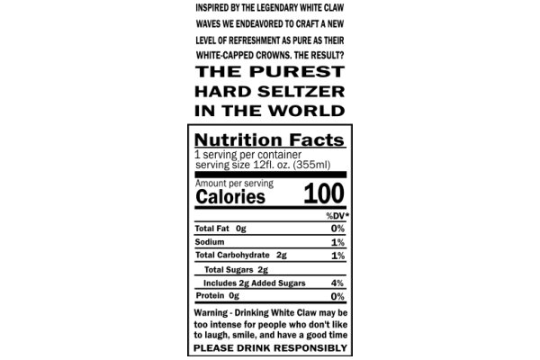 The Purest Hard Seltzer in the World: Nutrition Facts and Warning Label