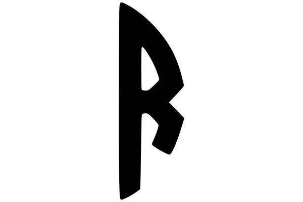 Simplicity in Design: A Black Letter 'R' on a White Background