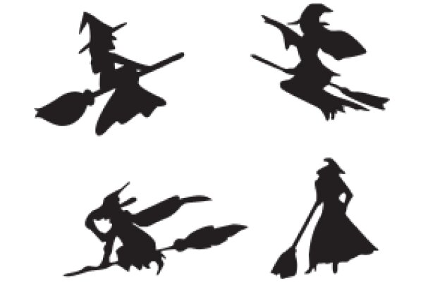 Silhouettes of Magical Creatures: A Collection of Whimsical Witches and Wizards