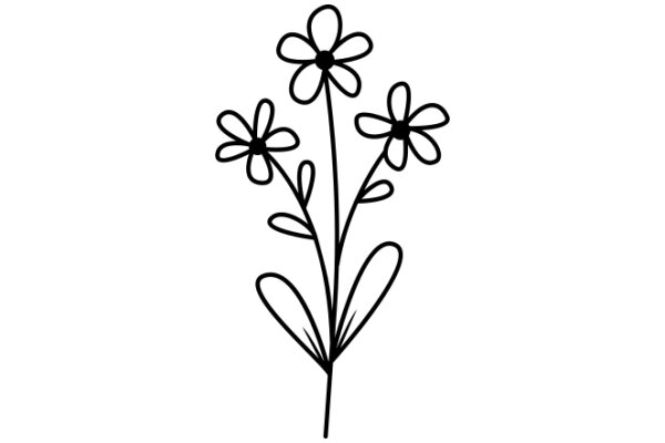 Simplicity in Nature: A Line Drawing of a Flower