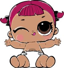 Adorable Cartoon Character with Pink Hair and Eyes