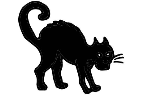 A Silhouette of a Cat with a Curly Tail