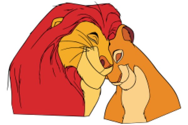 A Heartwarming Hug Between Two Cartoon Lions