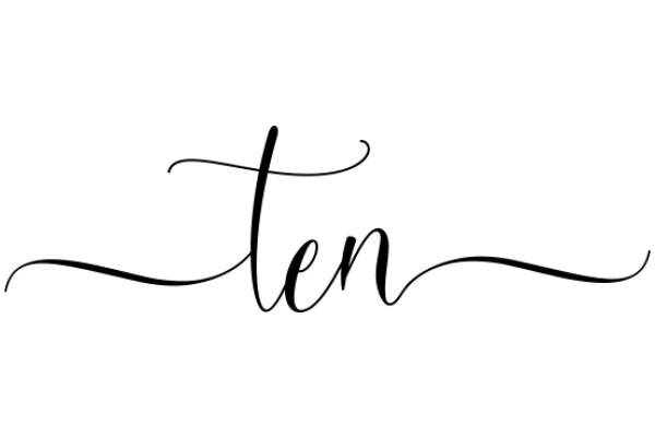 Stylized Text Artwork: A Curly Script of the Word 'Ten' in