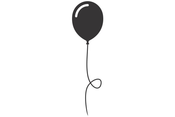 A Simple Black Balloon with a Curved Stem