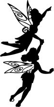 Silhouette of a Fairy and a Child in Flight