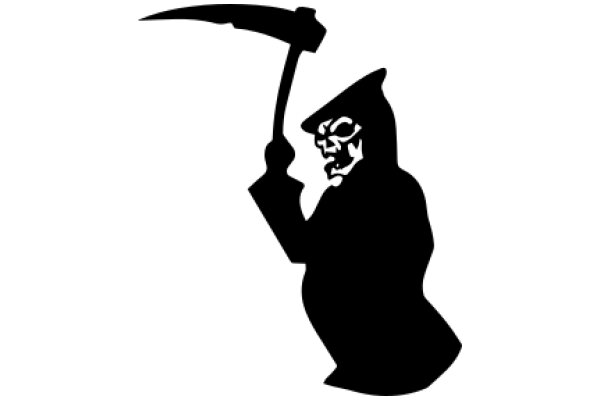 Silhouette of a Ghostly Figure with a Scythe