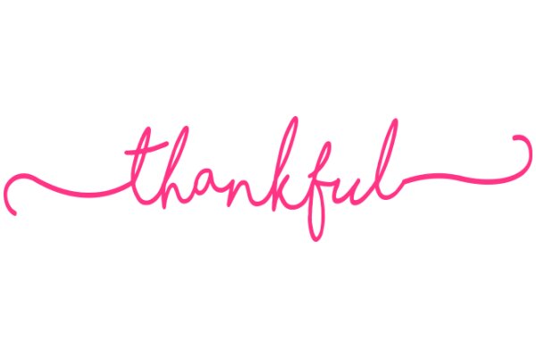 Pink Thankful Script on a White Background