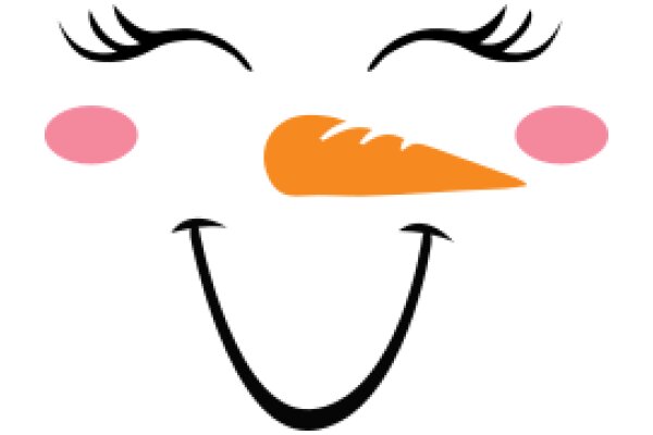 A Smiling Face with a Carrot Nose and Eyelashes