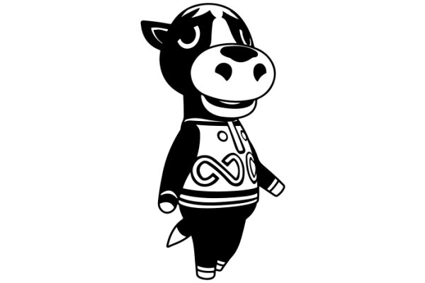 A Playful Illustration of a Cow Character