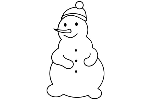 A Simple Line Drawing of a Smiling Snowman