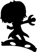 Silhouette of a Cartoon Character on a Surfboard