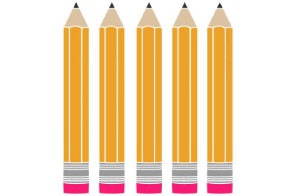 A Collection of Four Yellow Pencils with Pink Erasers