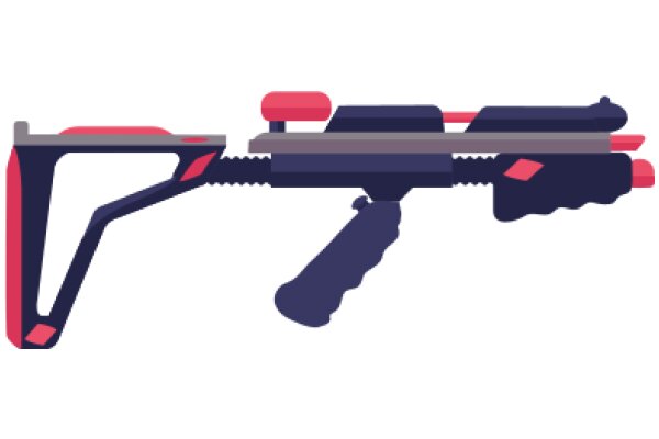 Stylized Illustration of a Futuristic Gun with a Red Accent