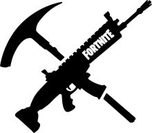 Fortnite Gaming Icon: A Silhouette of a Gun and a Pickaxe