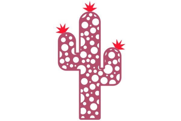 Vibrant Cactus Illustration with Red Stars