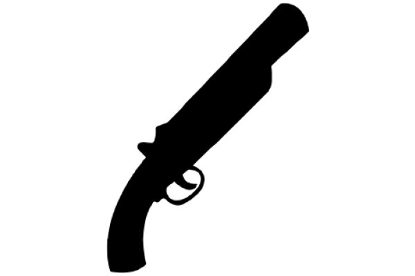 Silhouette of a Gun on a White Background