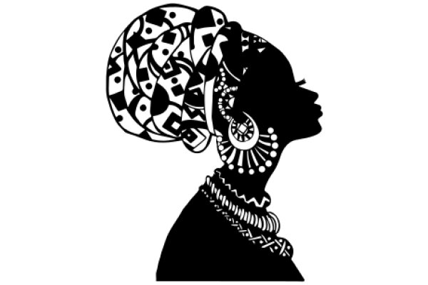 Stylized Silhouette of a Woman's Face with Intricate Patterns